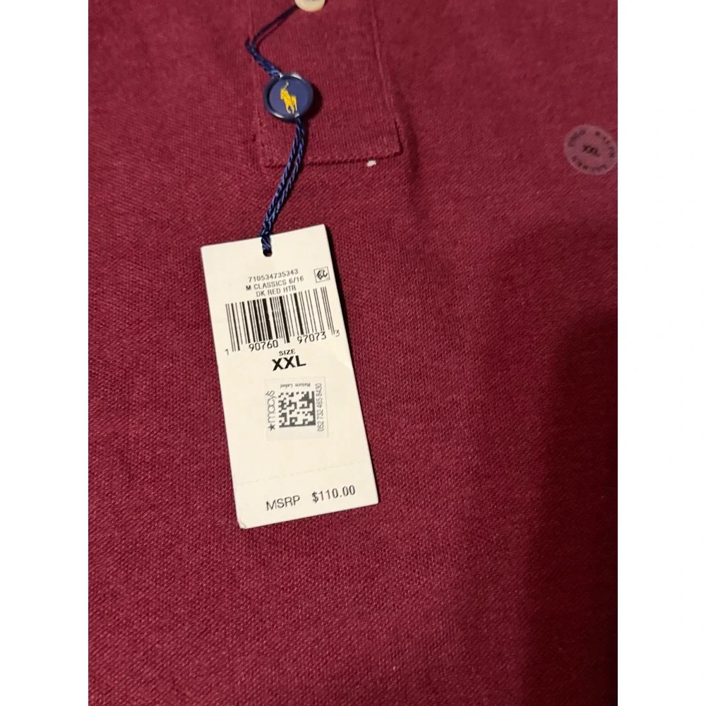 Polo Ralph Lauren Mens XXL Classic Fit Polo Shirt Dark Red Heather NWT
